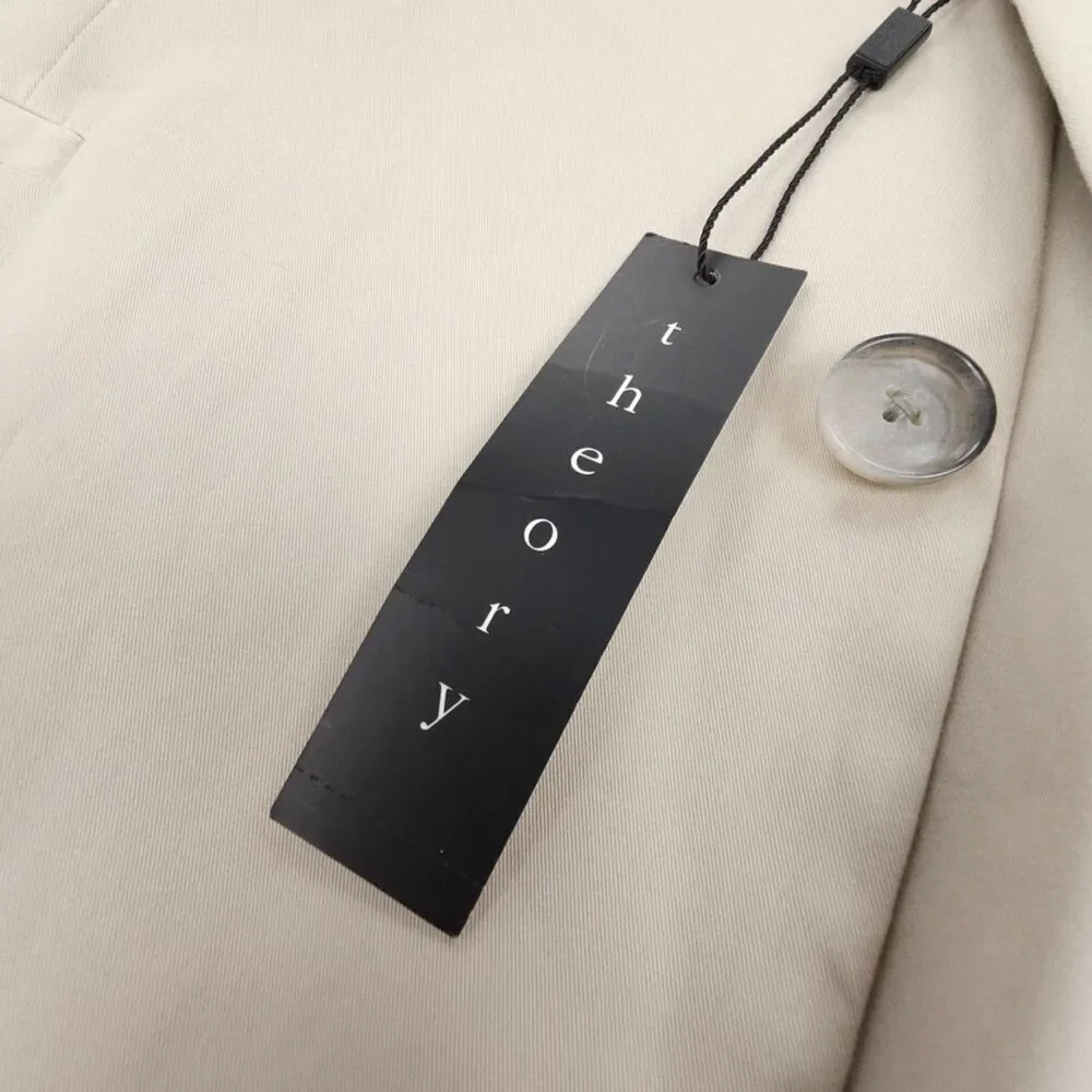 NWT Theory Kris Two Button Blazer Suit Jacket Taupe Cream Old Money Quiet Luxury